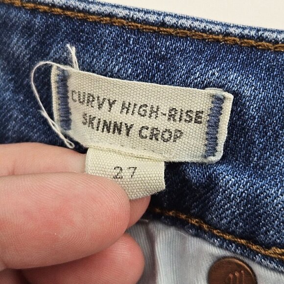 Madewell Curvy High Rise Skinny Crop Jean Medium Wash Women's Size 27 Distressed - Picture 4 of 10